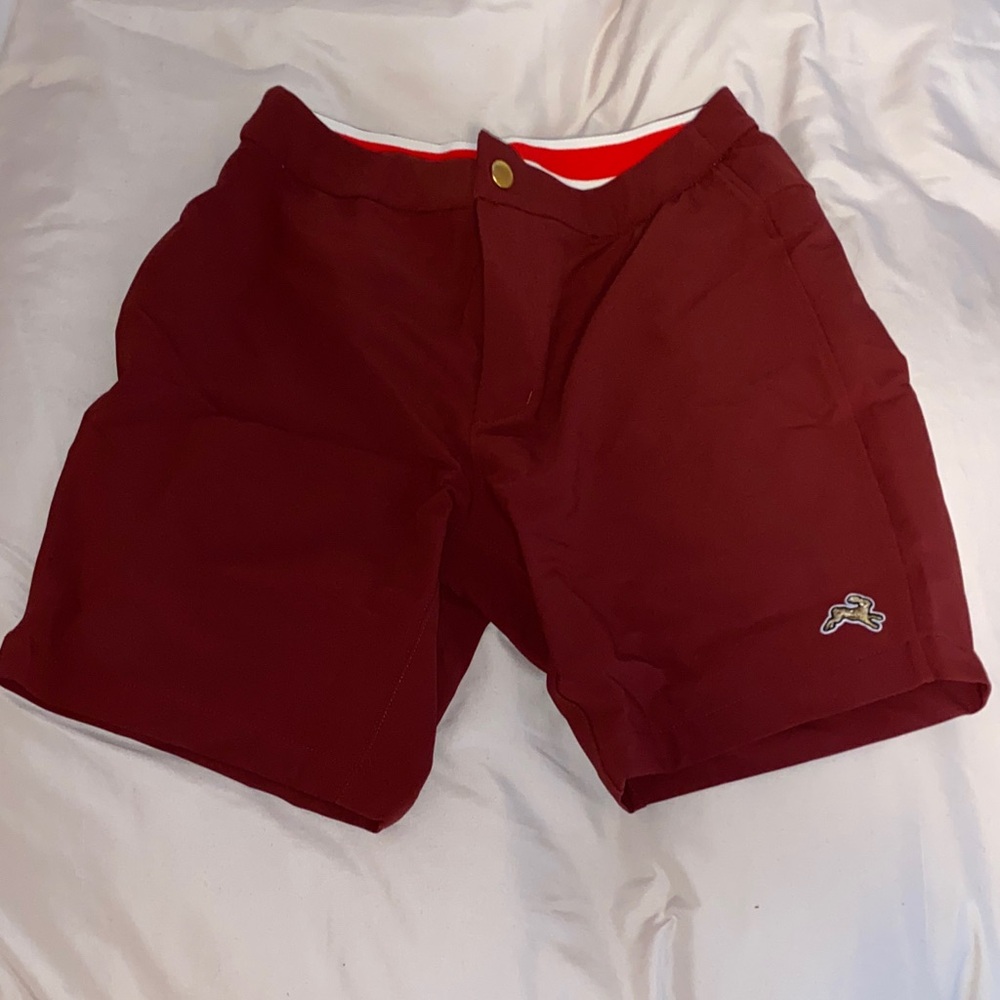 Mens Tracksmith founders shorts in pomegranate